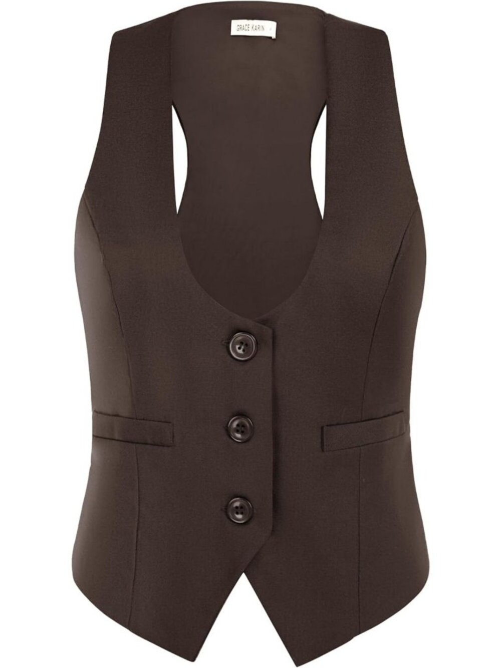 Chic Women's Sleeveless Suit Vest Top - Dressy Casual Blazer for Work & Events
